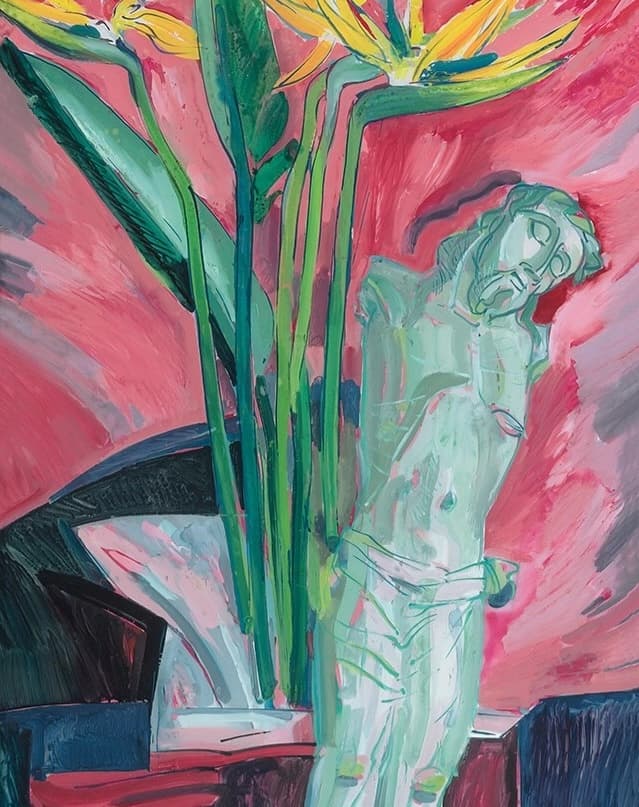 Strelitzien mit Corpus Christi, 
Hinterglasbild von Erich Schickling

#erichschickling #schicklingstiftung #erichschicklingstiftung #ottobeuren #günztal #kunststiftung #architektur #philosophie #mythologie #natur #allgaeutourist #religion #kunst #malerei #mystik #theologie #dichtung #veranstaltungen #konzerte #hinterglasmalerei #glasmalerei #glasfenster #dichtung #karfreitag #karwoche #passionszeit